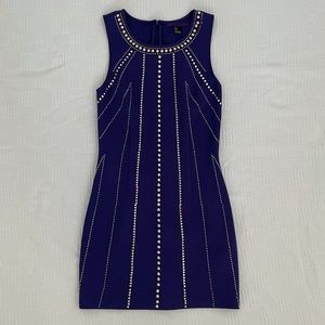 Gold Studded Dark Purple Sleeveless Mini Dress